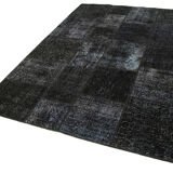 Handmade anatolian vintage 172 cm x 241 cm black patchwork carpet