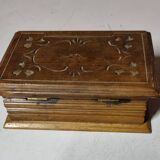 Small antique wooden chest / box with engraving