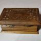 Small antique wooden chest / box with engraving