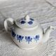 Antique teapot Saint-Uze steel clay cobalt blue pattern