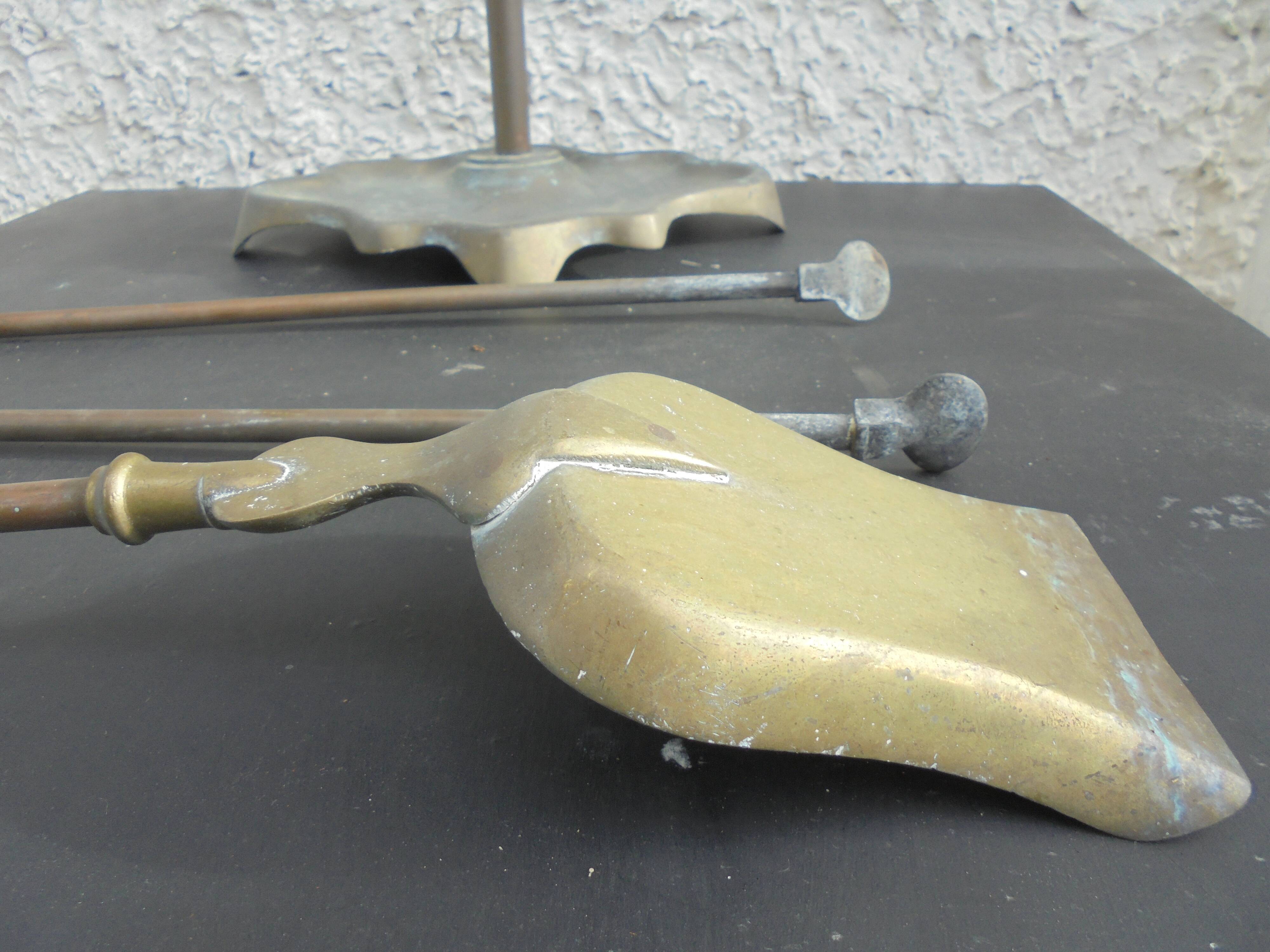 Fireplace Servant Brass Shovel and Tongs