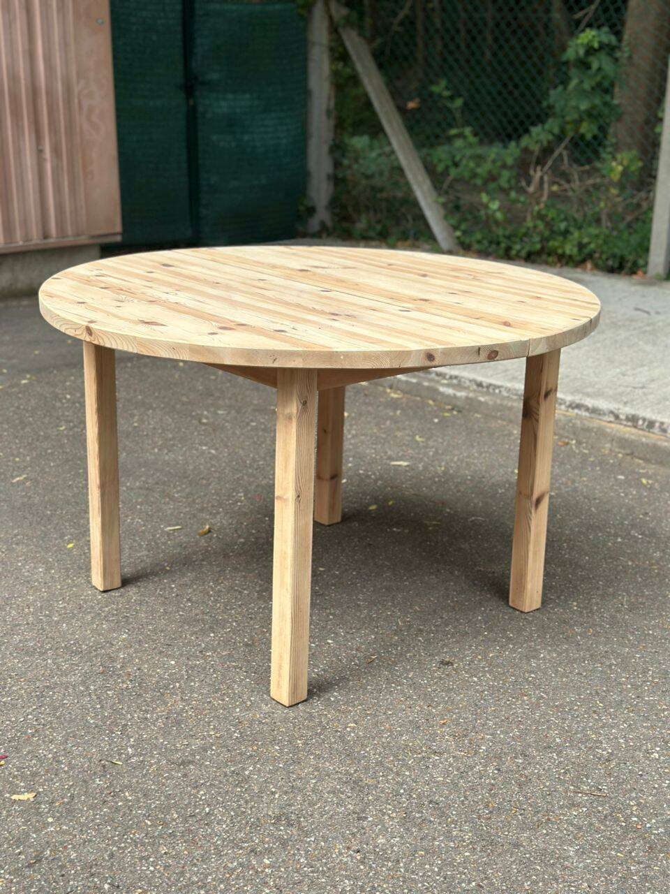 Table de repas ronde, ovale extensible scandinave en sapin poncé