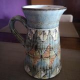Enamelled ceramic pitcher - Signed Pérot