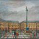 Michel Pabois : Paris, la place Vendôme, huile sur toile originale signée