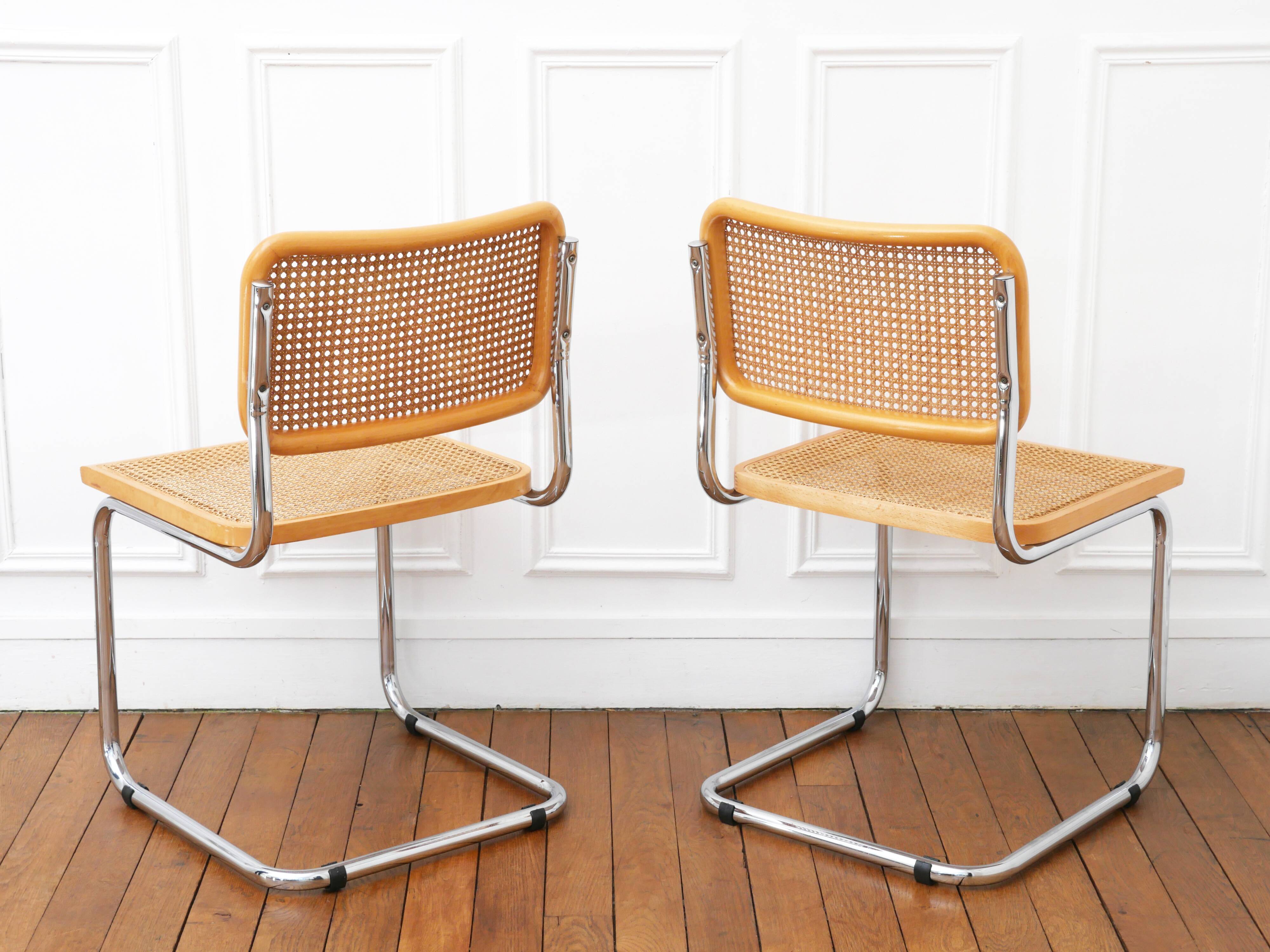 2 Cesca B32 Breuer Chairs Made in Italy - Canework of the seats redone