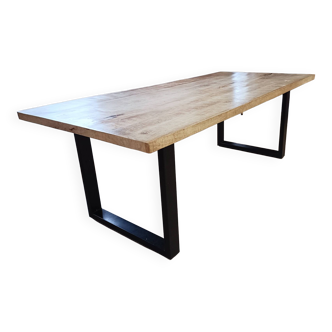 Oak dining table and metal legs