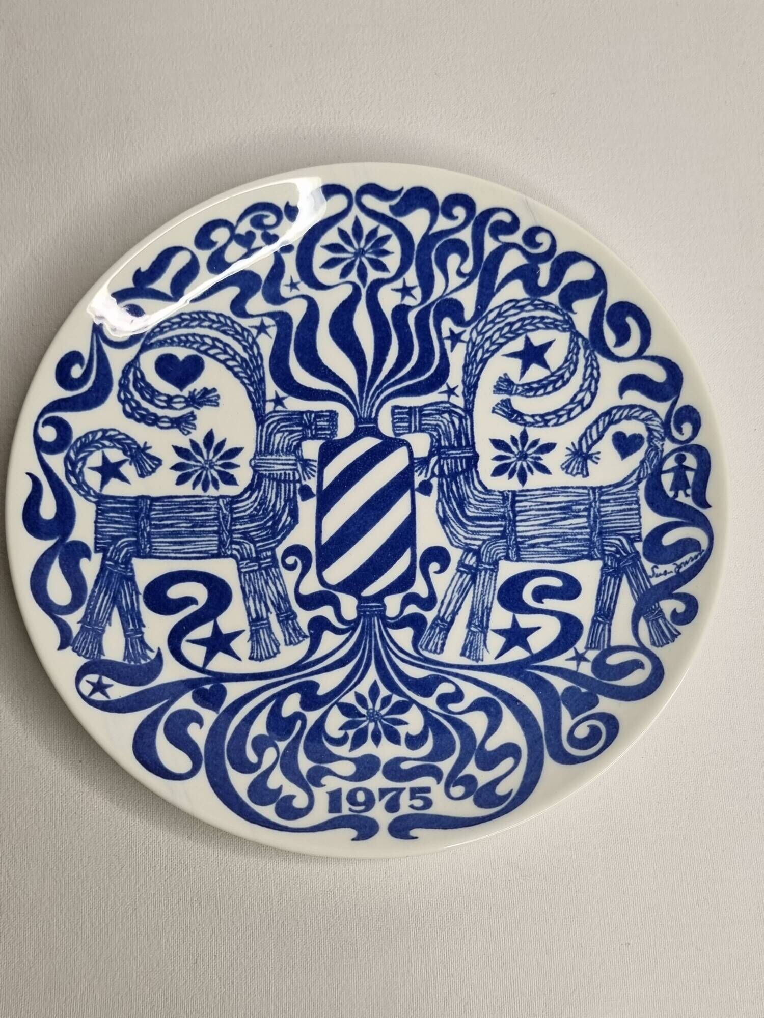 Gustavsberg decorative plate "jultallrik 5" 1975, design by sven jonson, limited edition, diameter