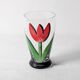 Set of 2 Red and Blue Tulip Flower Water Tumblers Kosta Boda Ulrica Hydman