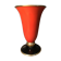 Cut vase on foot in red and black metal