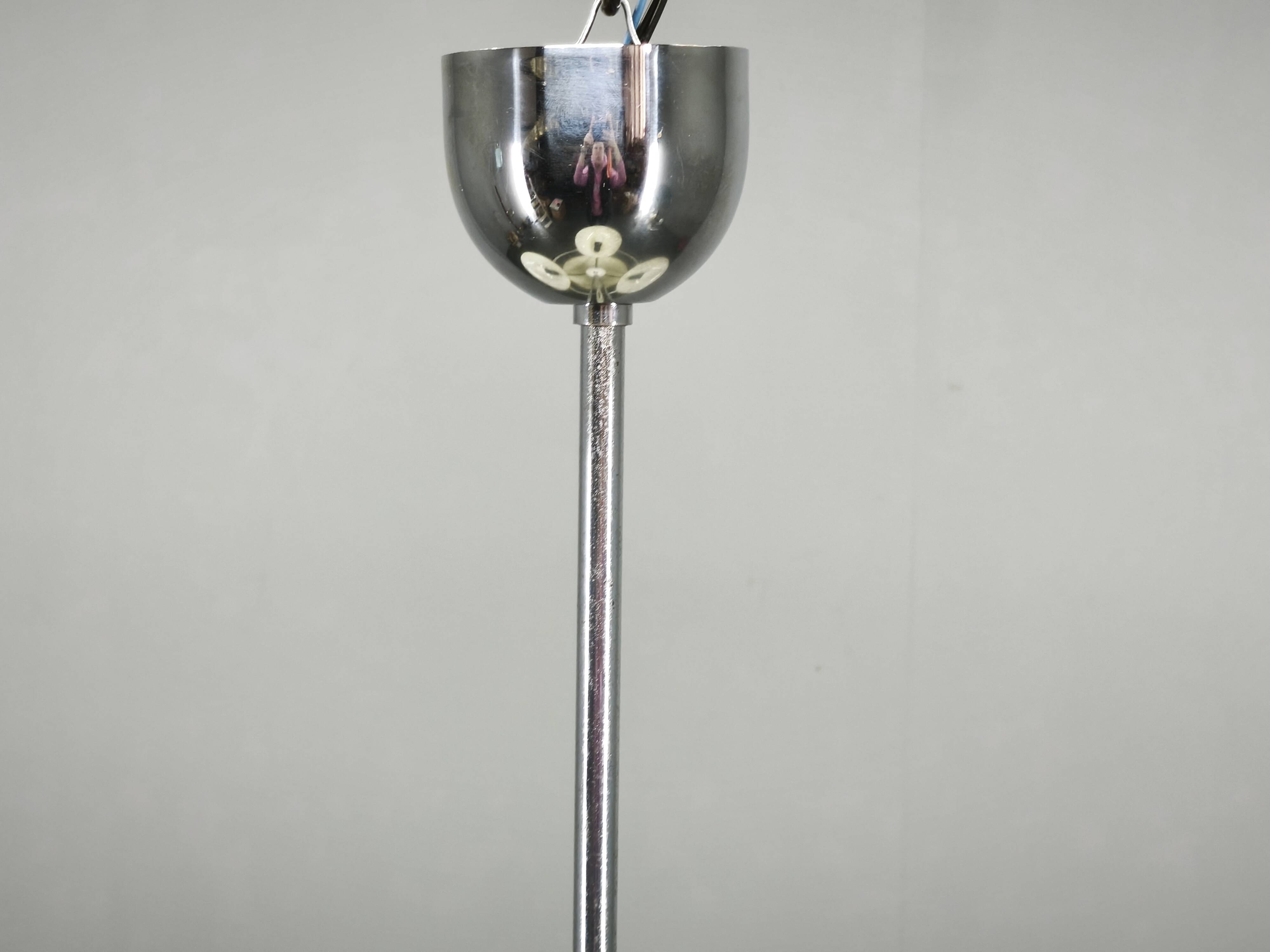Czech Art Deco Opaline Glass Chandelier, 1940s