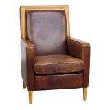 Sheepskin Leather Art Deco Design Armchair