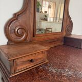 Louis-Philippe walnut commode with marble top and pediment mirror –