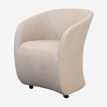 Fauteuil Zanotta Calla en cuir beige