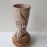 Ceramic vase with flower and wheat ears signed Fonck and Matéo (Vallauris) 1970s