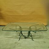 Table basse abstraite en fer forgé et verre glacé, Allemagne 1970