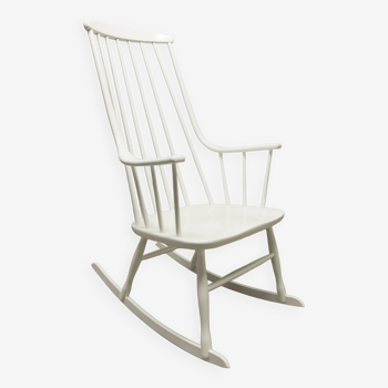 Rocking-chair Lena Larsson 1960 blanc restauré