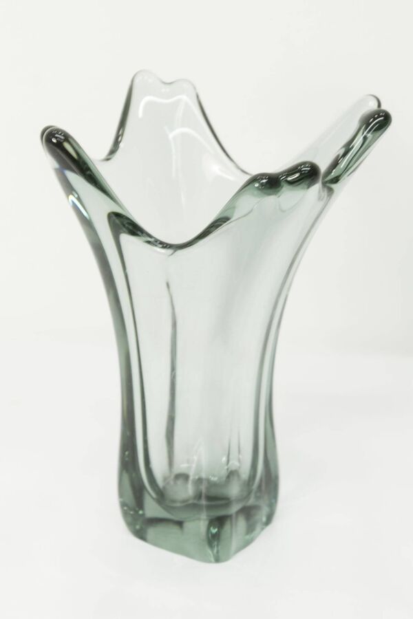 Vase verre de murano vert transparent 1960