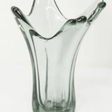 Transparent green Murano glass vase 1960