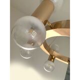 Annular chandelier with gradient white spheres