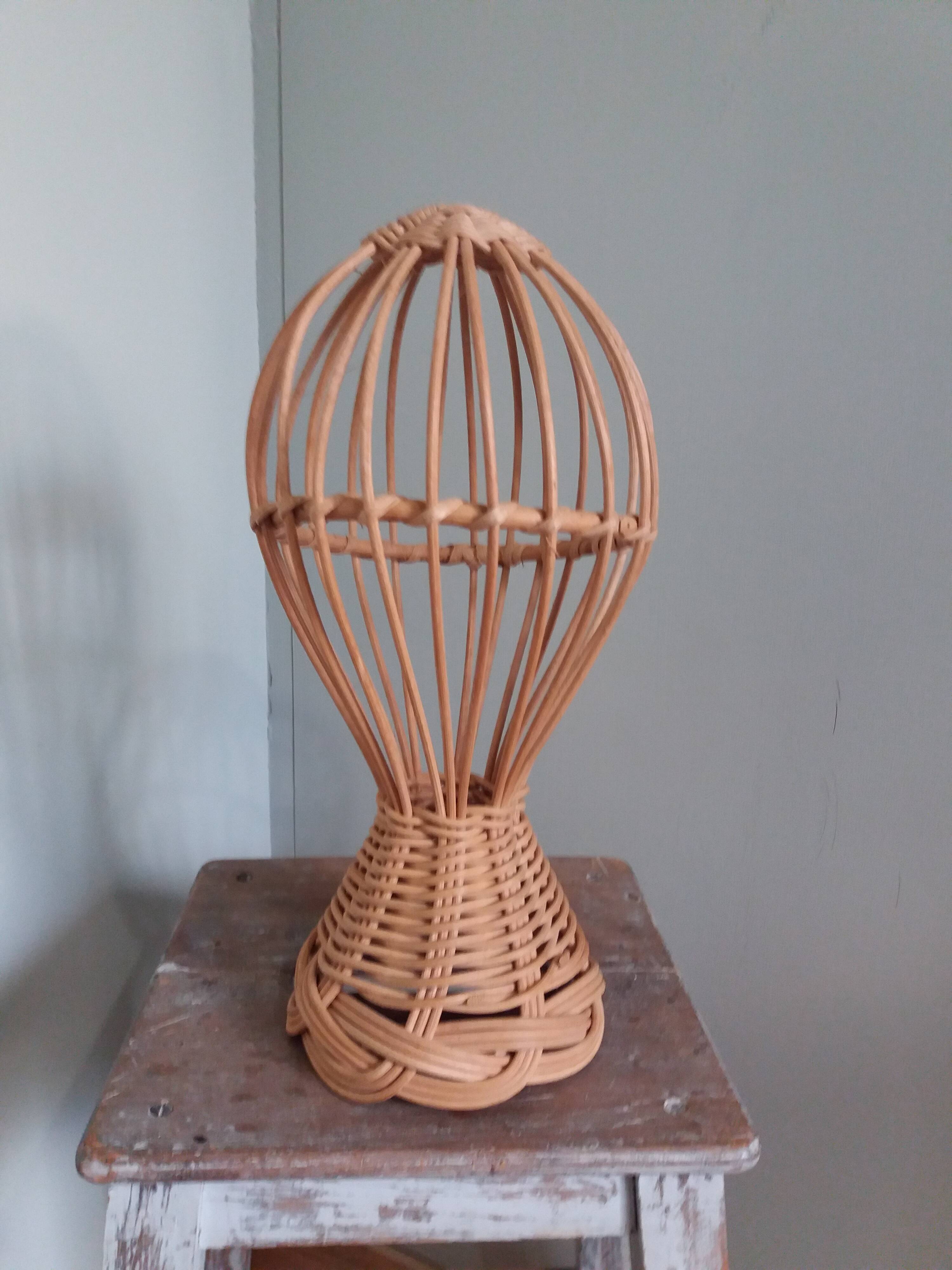 Wicker rattan marotte hat head