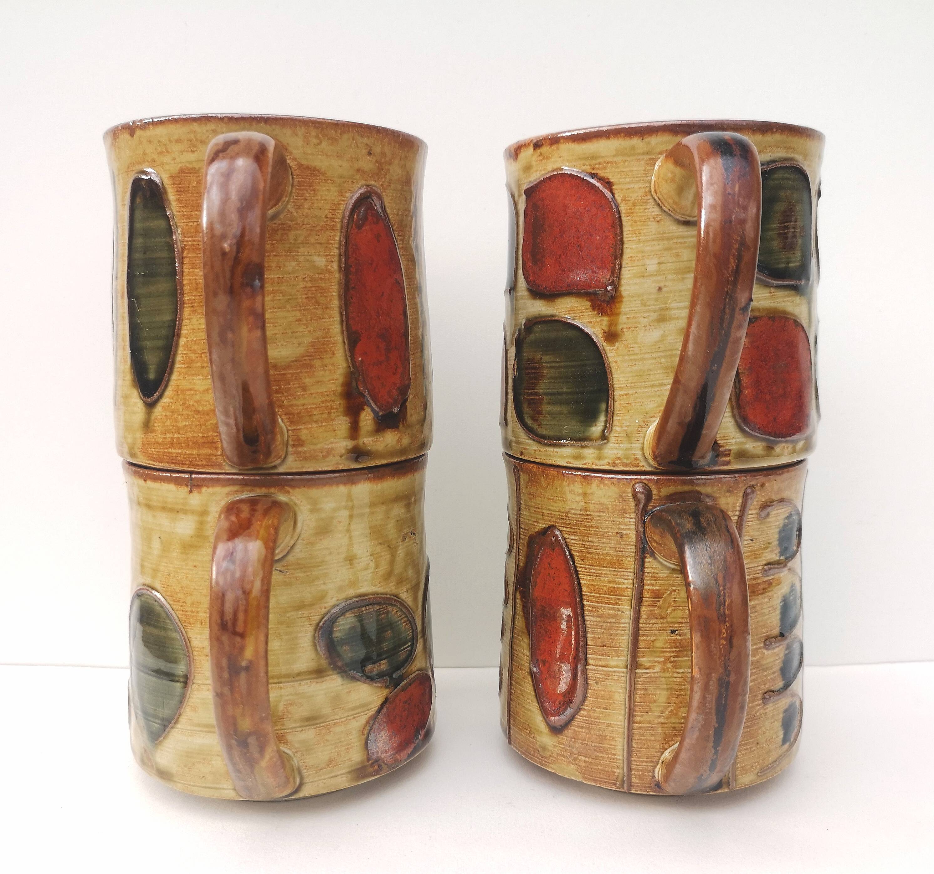 Vintage enameled ceramic mugs - Set of 4