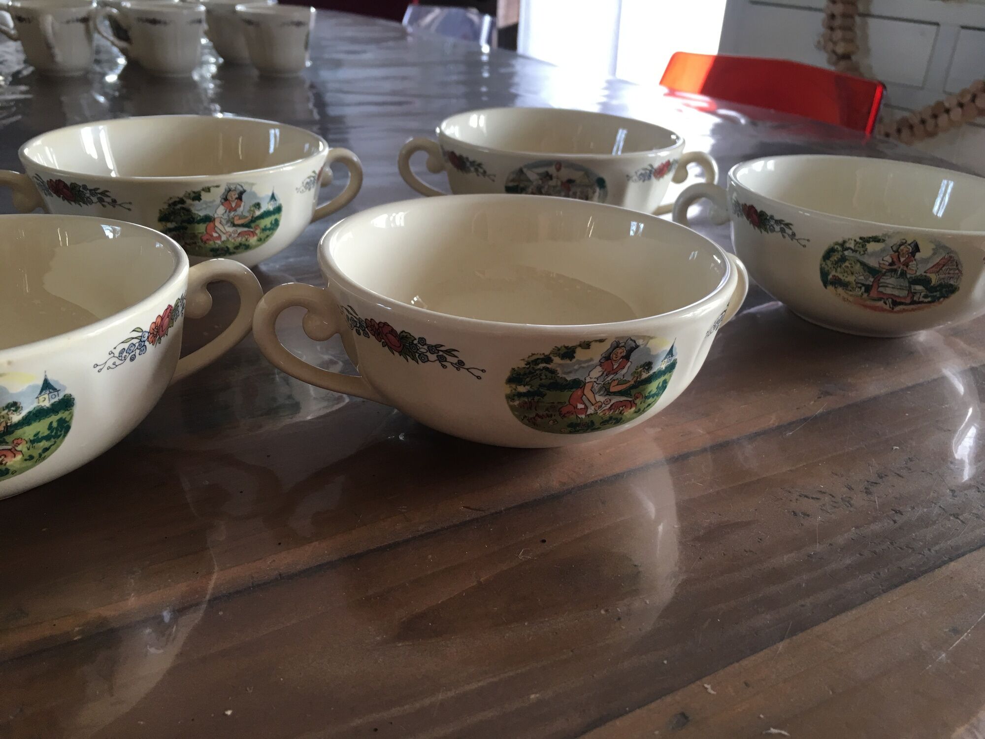 Lot of 5 chocolate bowls Sarreguemines Obernai