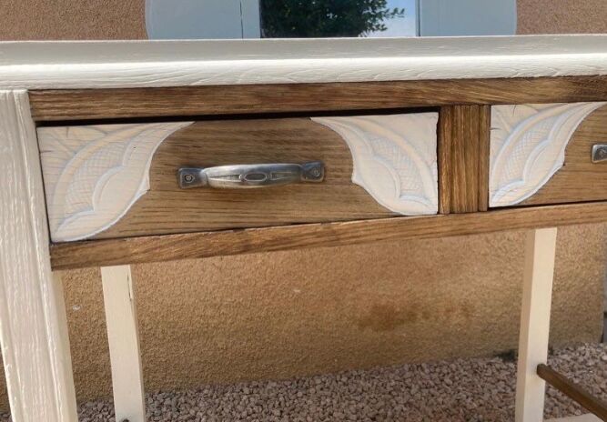 Art deco dressing table restyled in white and wood