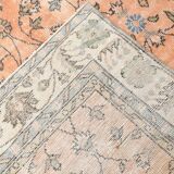 7x10 Soft Pastel Orange Handmade Floral Turkish Vintage Rug