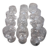 Crystal stemware service engraved flower 70s