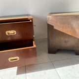 Pair of English military campaign bedside tables