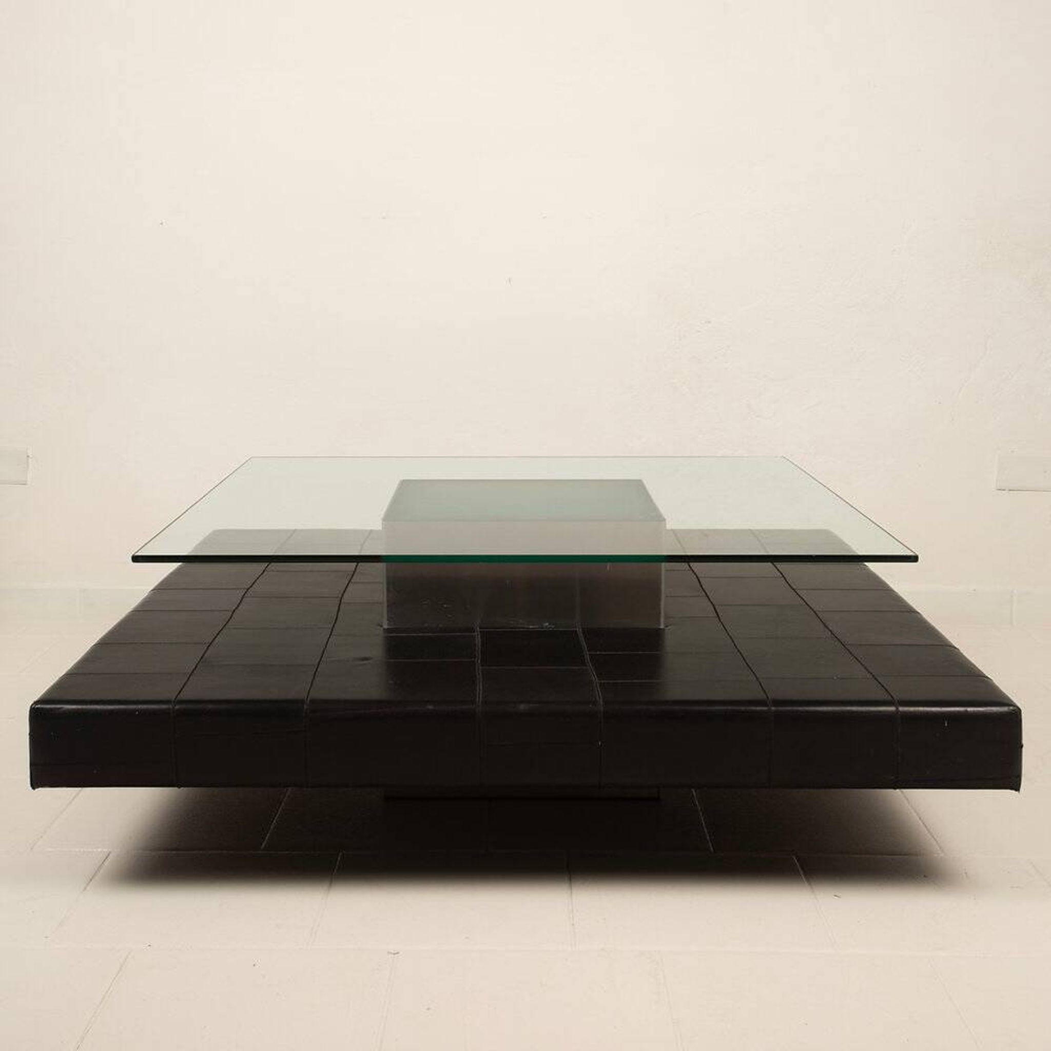 Coffee table with pecari leather base by Tito Agnoli for Caleido, 1970