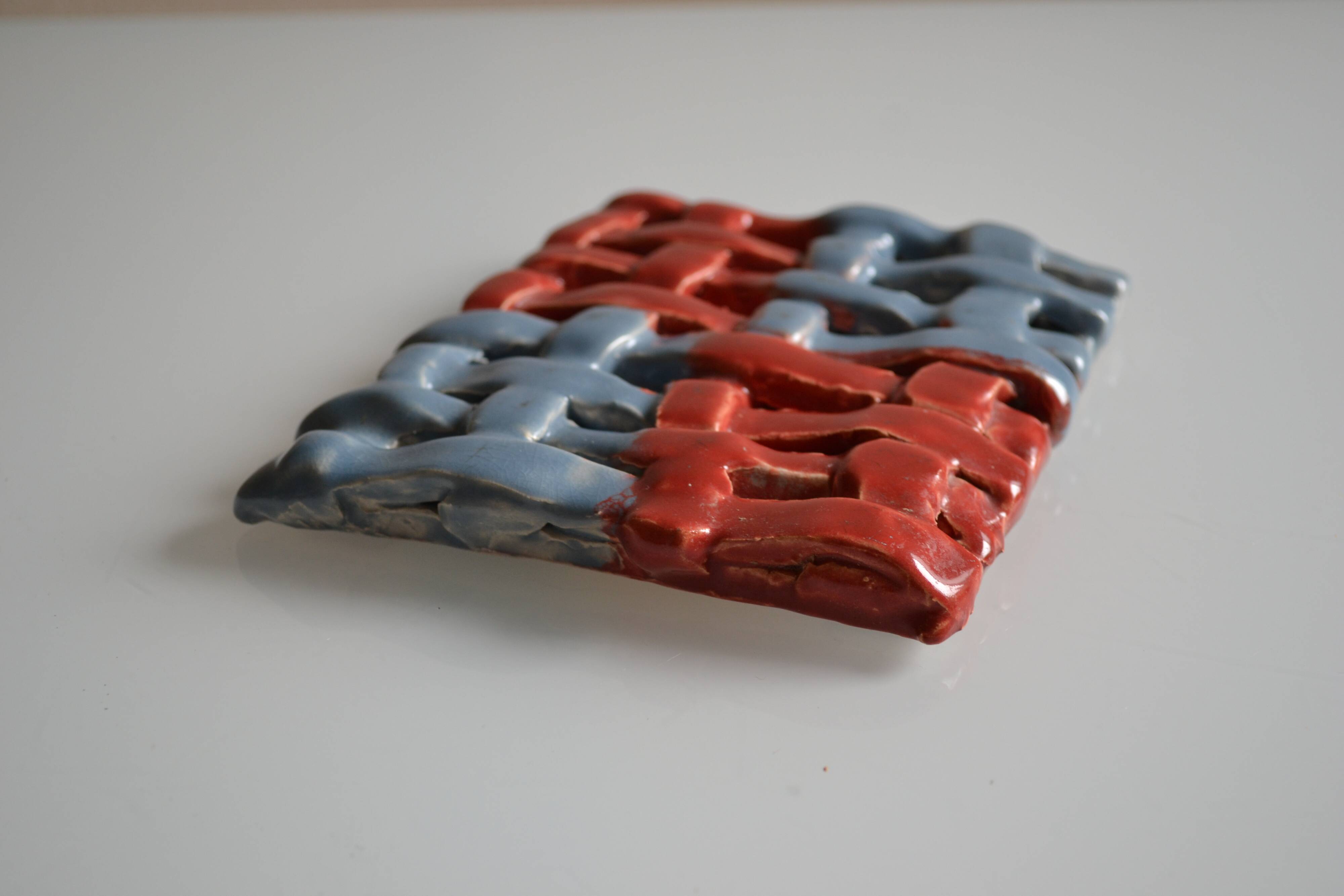 Vintage 1970 woven ceramic rest or trivet