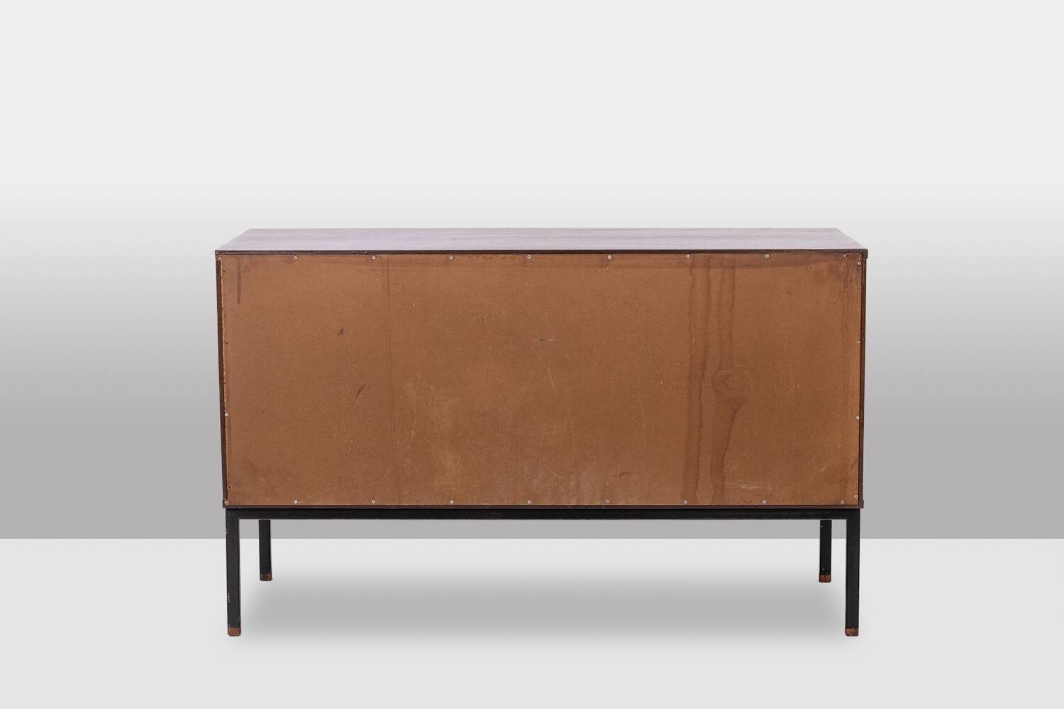 Wenge and raffia sideboard. 1970s.