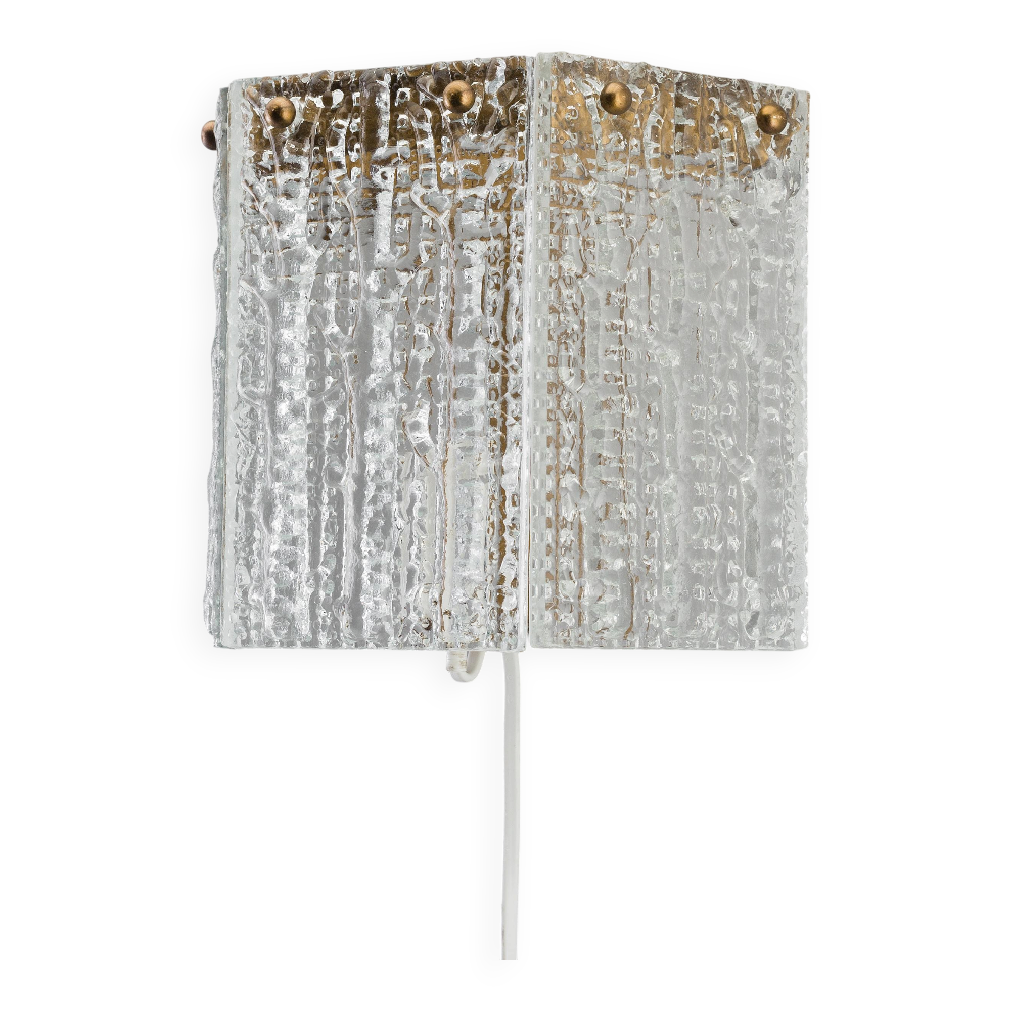 Orrefors Wall Sconces / Wall Lanterns Glass and Brass. Sweden 1960.