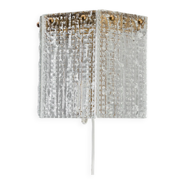 Orrefors Wall Sconces / Wall Lanterns Glass and Brass. Sweden 1960.