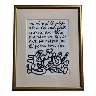 Screenprint after jean dubuffet framed under glass 28 cm by 32 cm