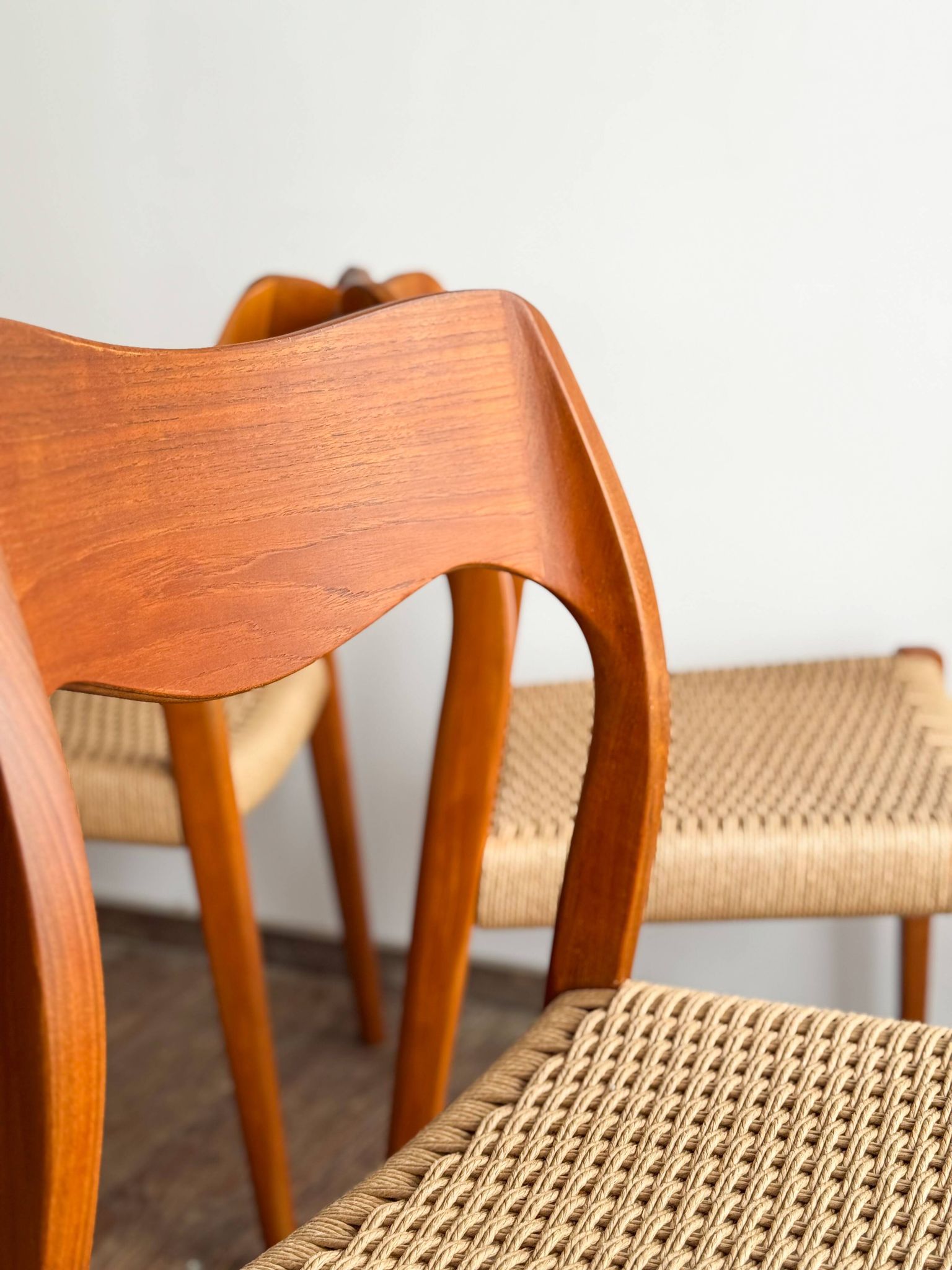 Set of 10 chairs 71 in teak by Niels O. Møller, JL Moller, Mid Century