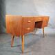 Vintage teak desk with 5 drawers, Restored, Norway 1960