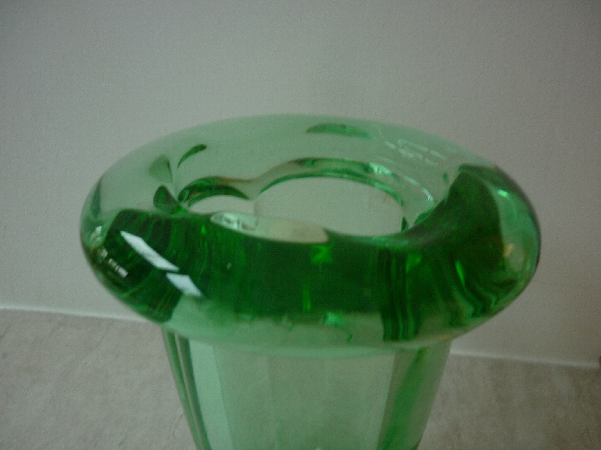 Green crystal vase from the 50s