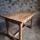 Vintage pine kitchen table or desk with two drawers – 1950s