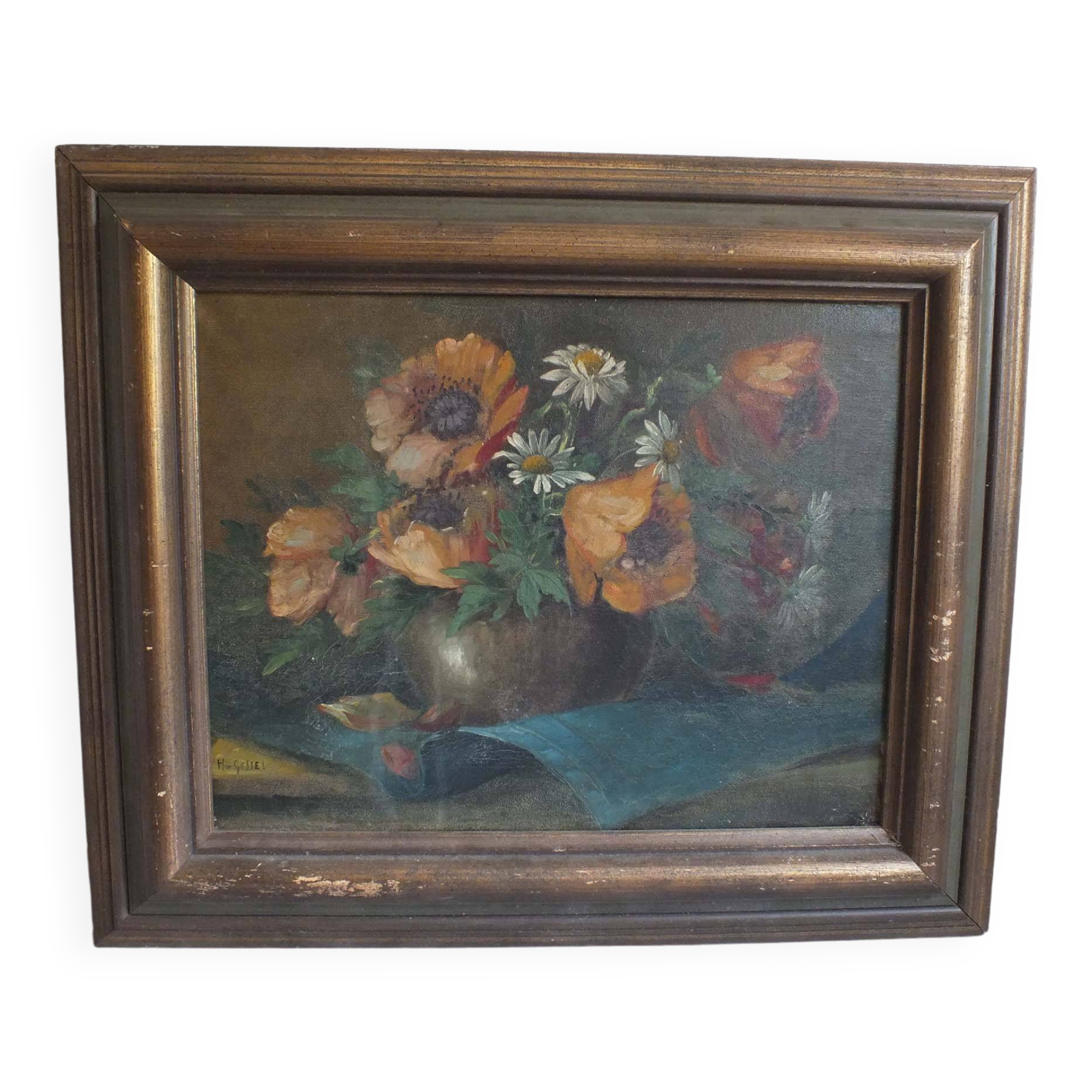 PAINTING - OIL ON CANVAS SIGNED H VAN GESSEL - BOUQUET OF FLOWERS