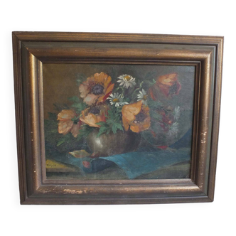 Tableau huile sur toile signée H. Van Gessel "Bouquet de fleurs"