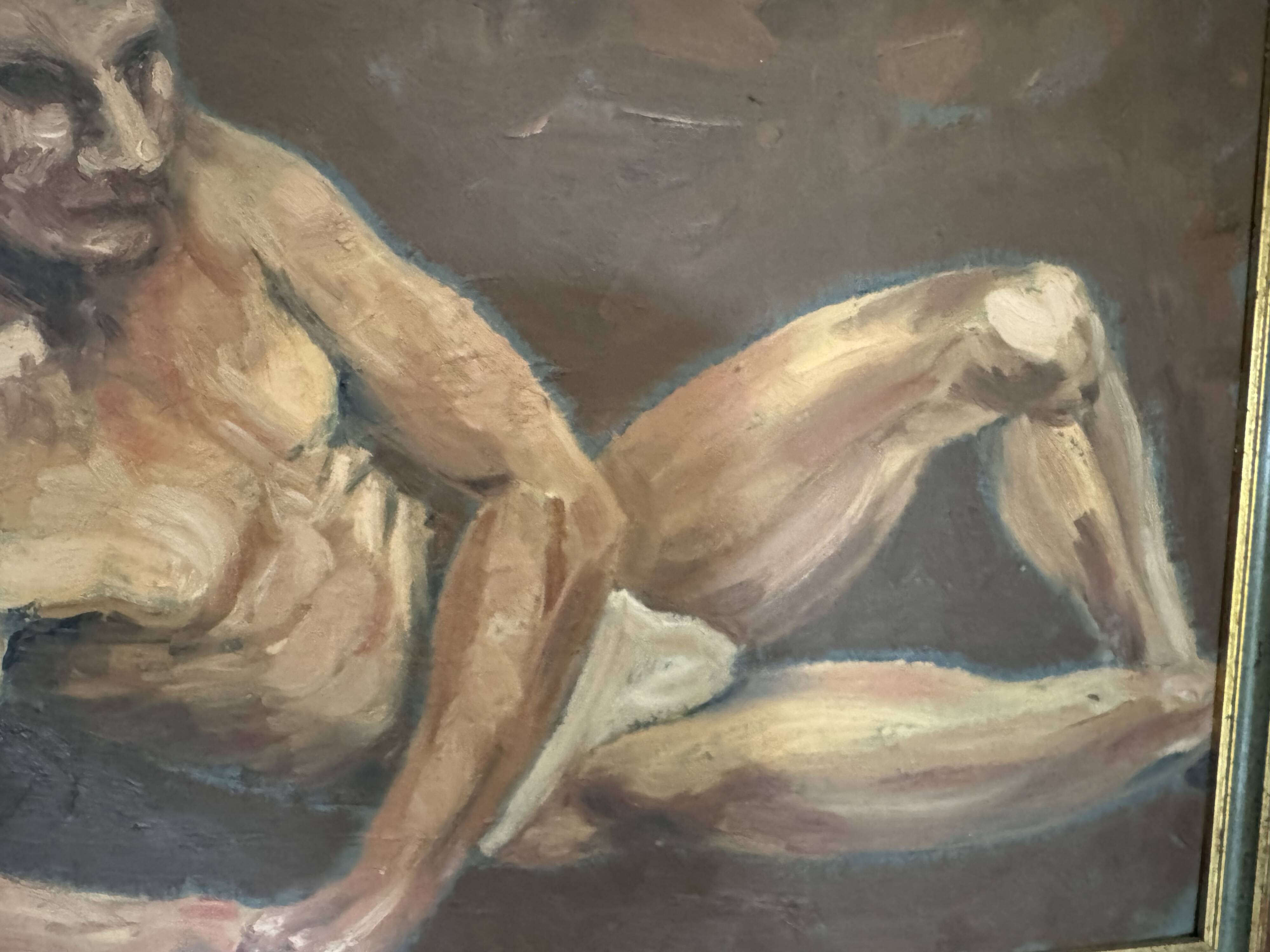 Tableau ancien huile sur panneau : nu acadamique XX eme siecle