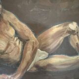 Tableau ancien huile sur panneau : nu acadamique XX eme siecle