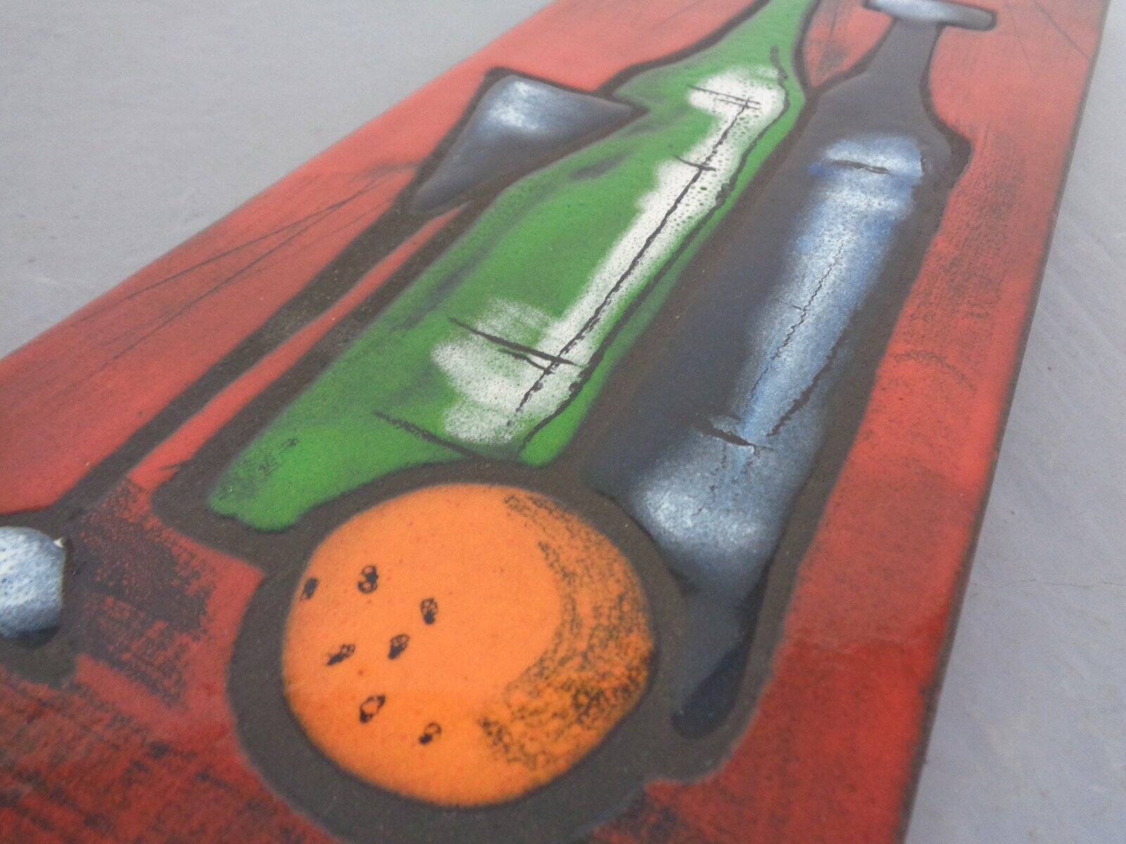 Mid-Century Glazed Studio Ceramic Wall Plaque, 1960s