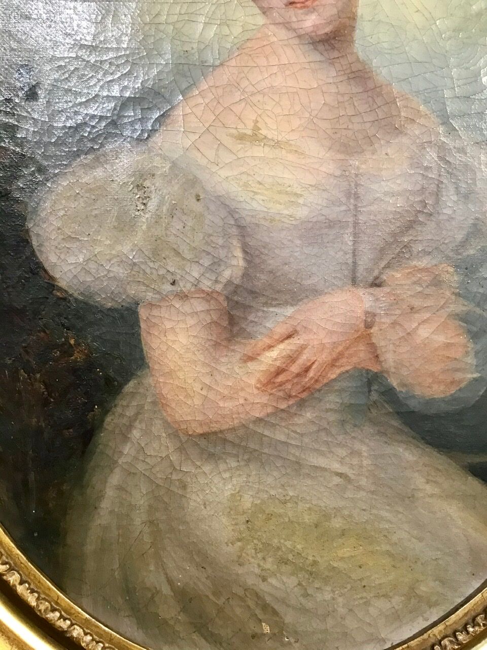 Portrait of woman in white dress, 19th century