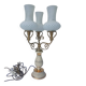 Florentine Italy ceramics - 3 arms of golden metal light - glass tulip