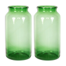 Vases en verre antique vert