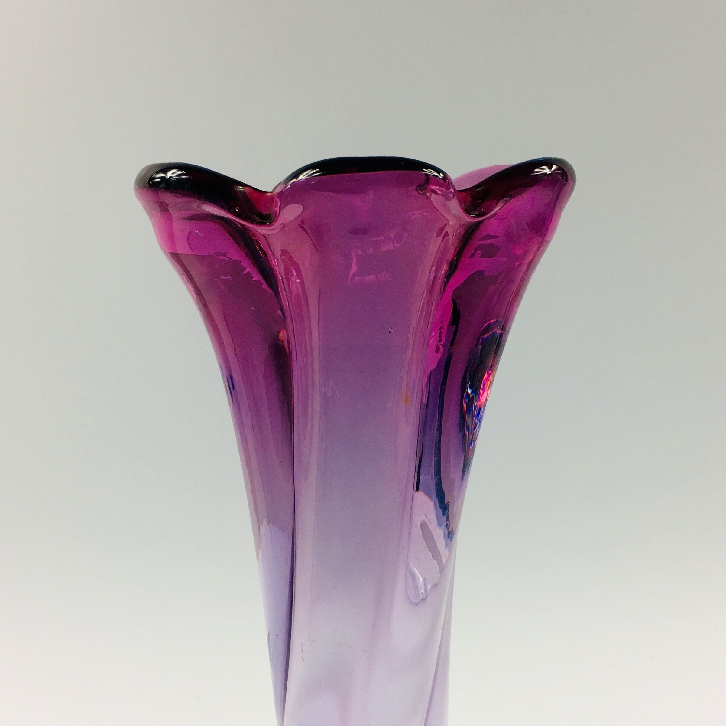工芸品 Murano Glass Vase (Purple) 工芸品 Murano Glass Vase (Purple) Vintage Murano Ribbed Amethyst