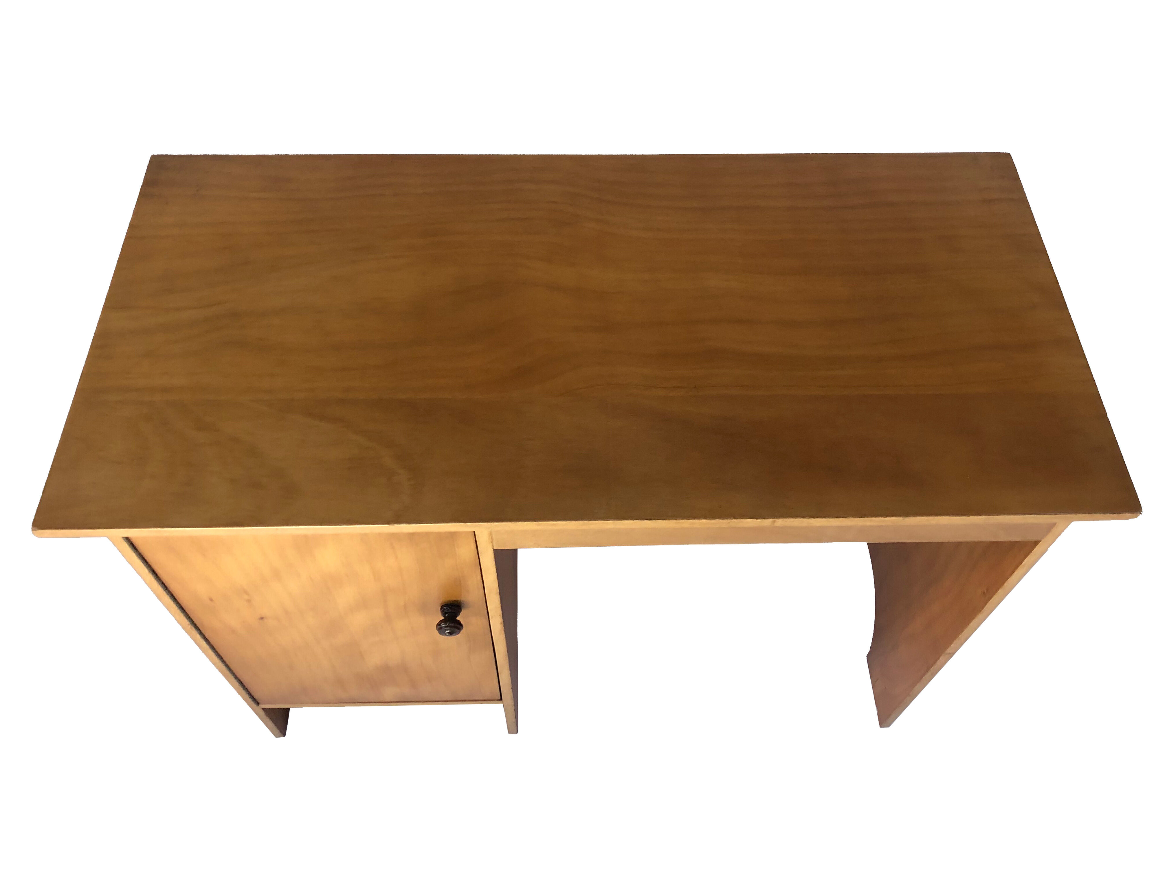 Art deco birch wood compact desk 1960